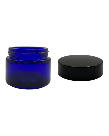 60ml Blue Glass Jar With Black ABS Lid - Pack of 15