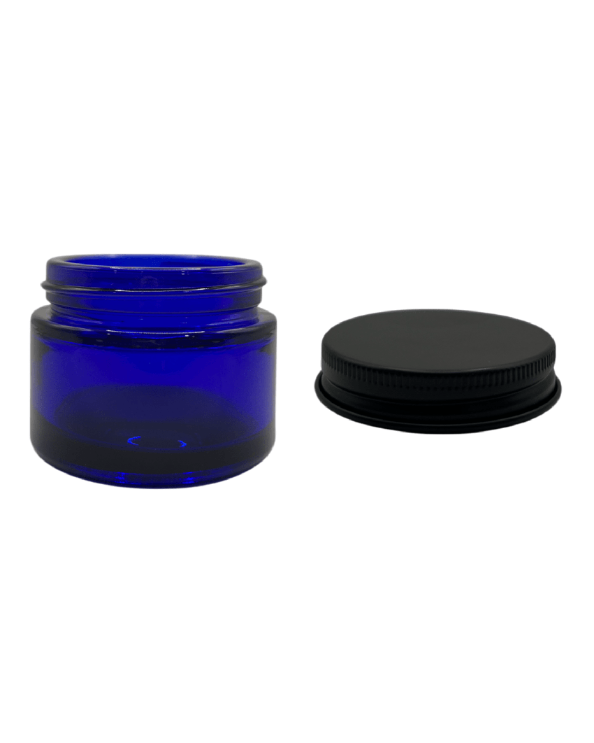 60ml Blue Glass Jar with Matte Black Aluminium Lid