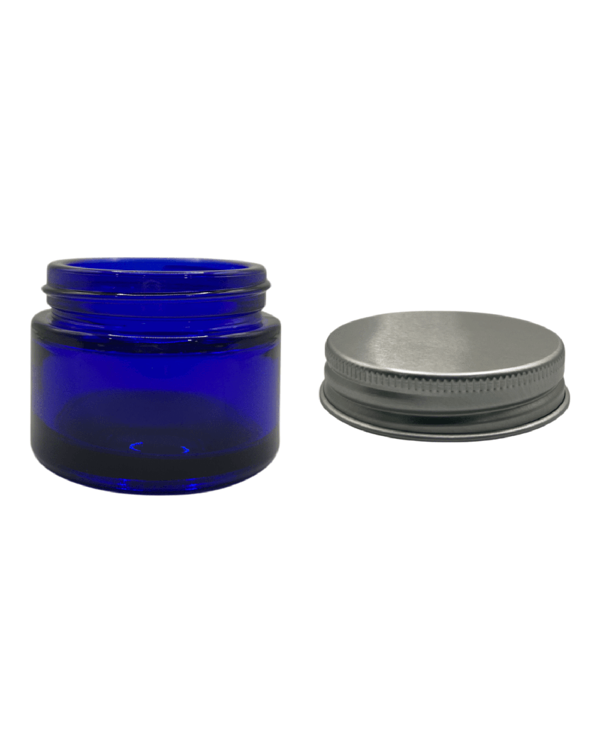 60ml Blue Glass Jar With Silver Aluminium Lid - Pack of 15