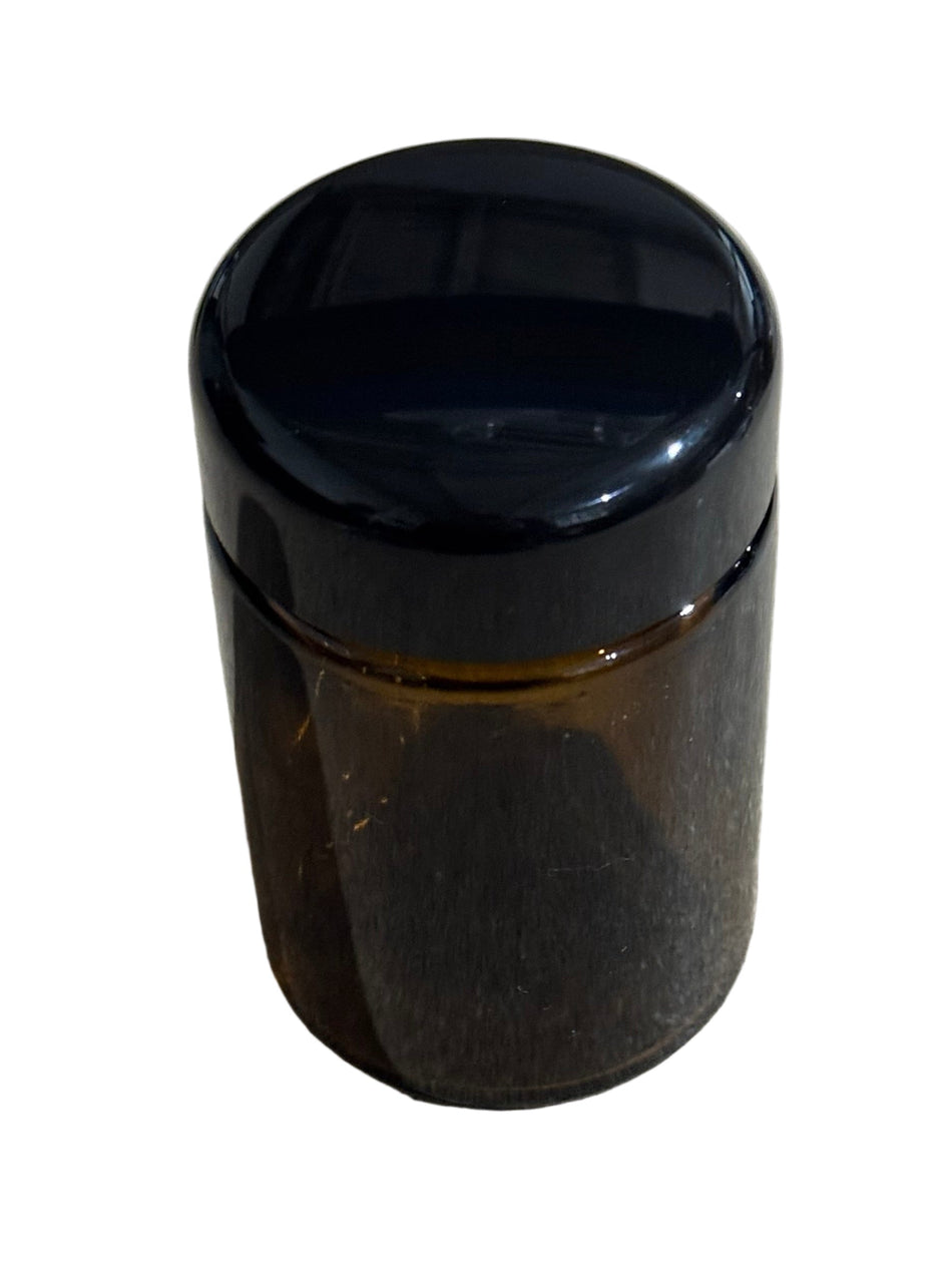 100ml Wide Neck Amber Tall Glass Jar With Gloss Black San Cap