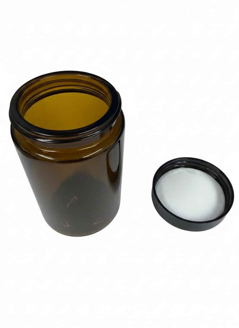 Premium 200ml Amber Glass Jar With Black San Cap