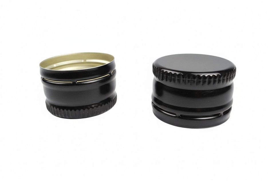 Black Aluminium Tamper Evident Screw Cap DIN18