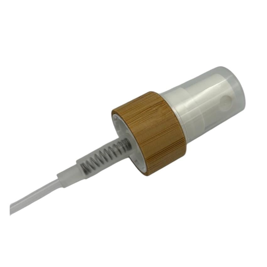 White Lotion Pump with Bamboo Collar