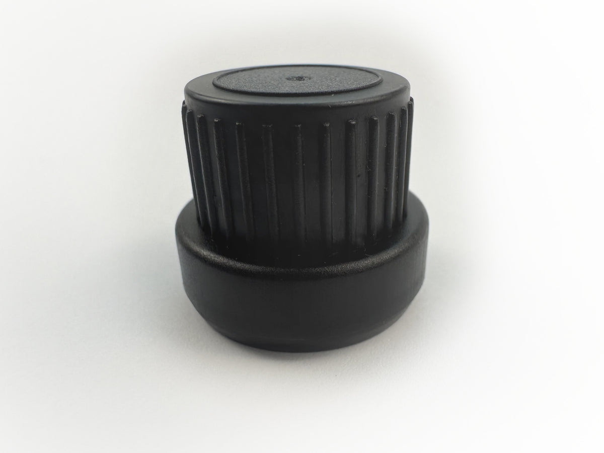 Black Tamper Evident Ribbed Cap (Type III) DIN18