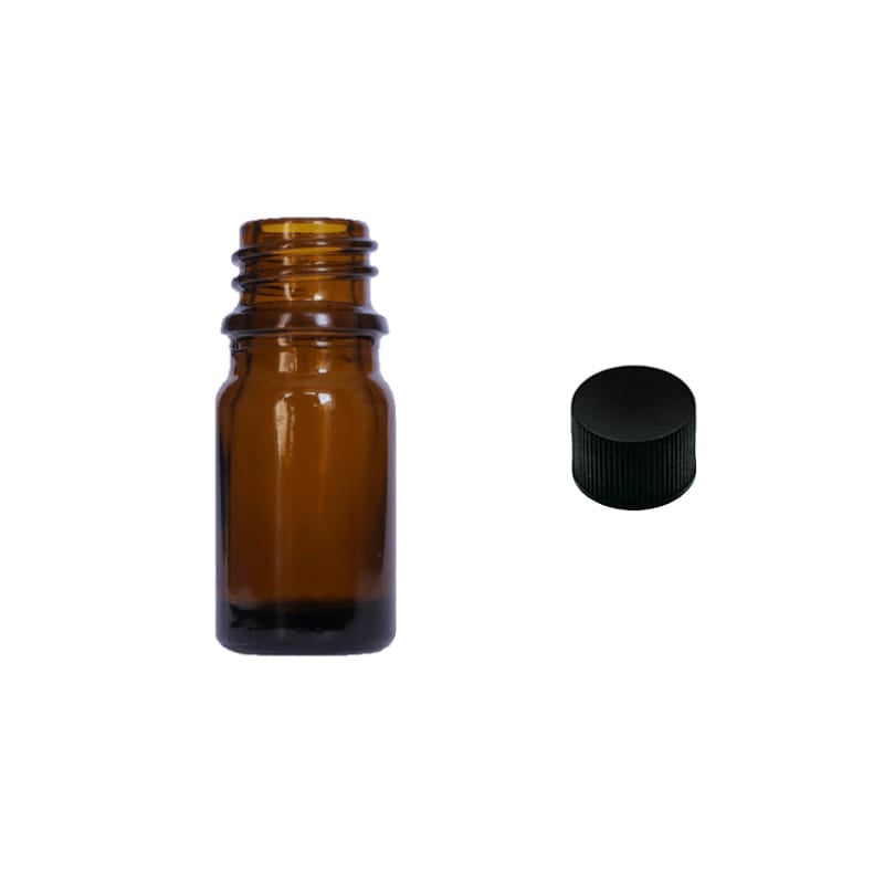 5ml Premium Amber Glass Dropper Bottle with Black PP Wadded Cap DIN 18mm