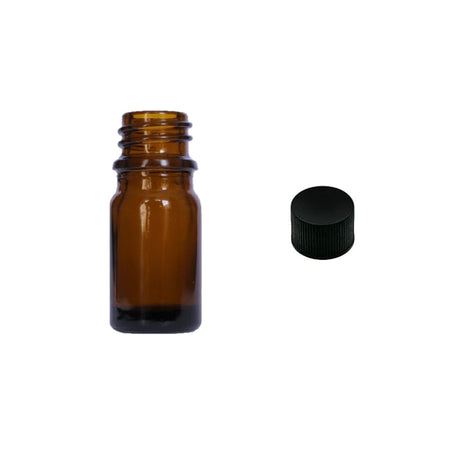 5ml Premium Amber Glass Dropper Bottle with Black PP Wadded Cap DIN 18mm