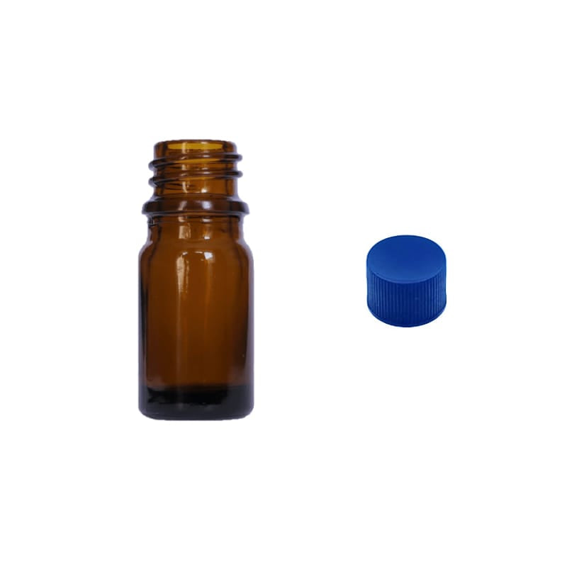 5ml Premium Amber Glass Dropper Bottle with Blue PP Wadded Cap DIN 18mm