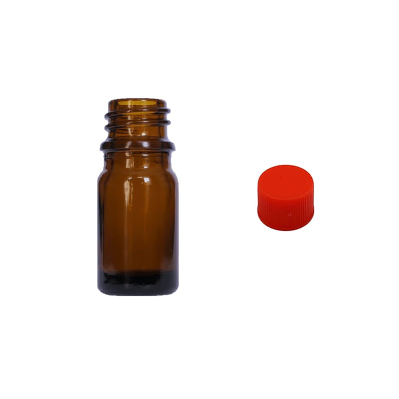 5ml Premium Amber Glass Dropper Bottle with Red PP Wadded Cap DIN 18mm