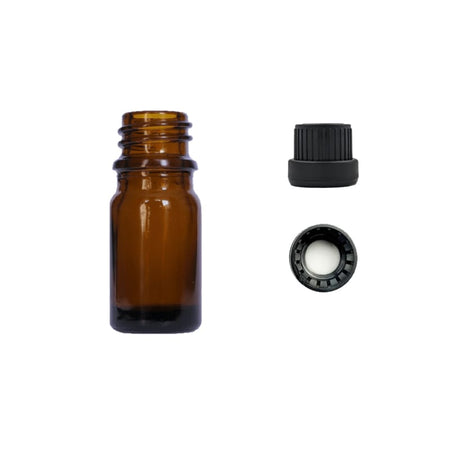 5ml Premium Amber Glass Dropper Bottle with Tamper Evident Ribbed Black Cap and EPE Liner (Type III)