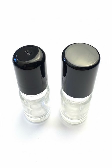 DIN18 Stainless Steel Roller Ball with Gloss Black plastic Cap for Roll-On Bottles (better value)