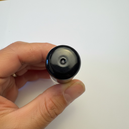 DIN18 Stainless Steel Roller Ball with Gloss Black plastic Cap for Roll-On Bottles (better value)