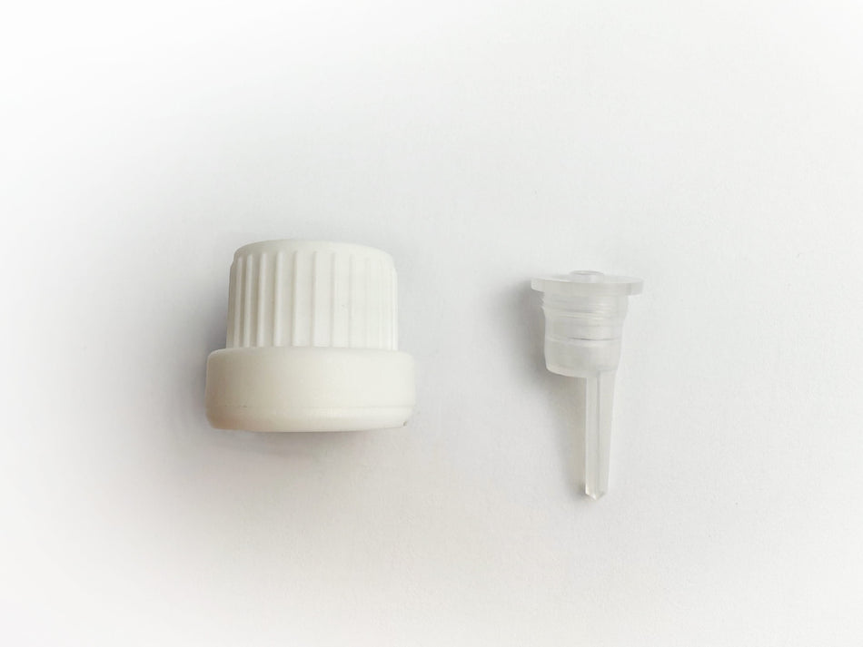 Dripper insert 0.6mm with Tamper Evident Ribbed White Cap (Type III) DIN18