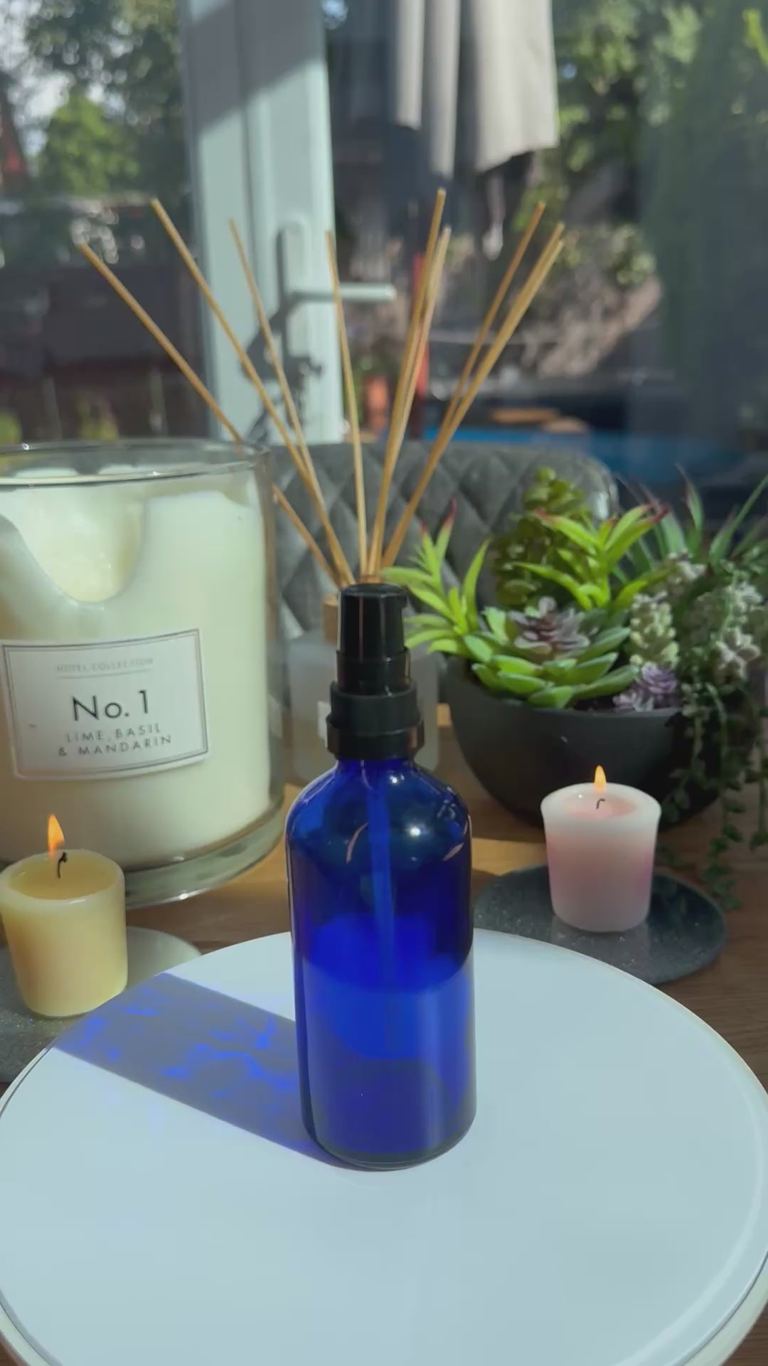 100ml Blue glass dropper bottle with Tamper evident black lotion pump