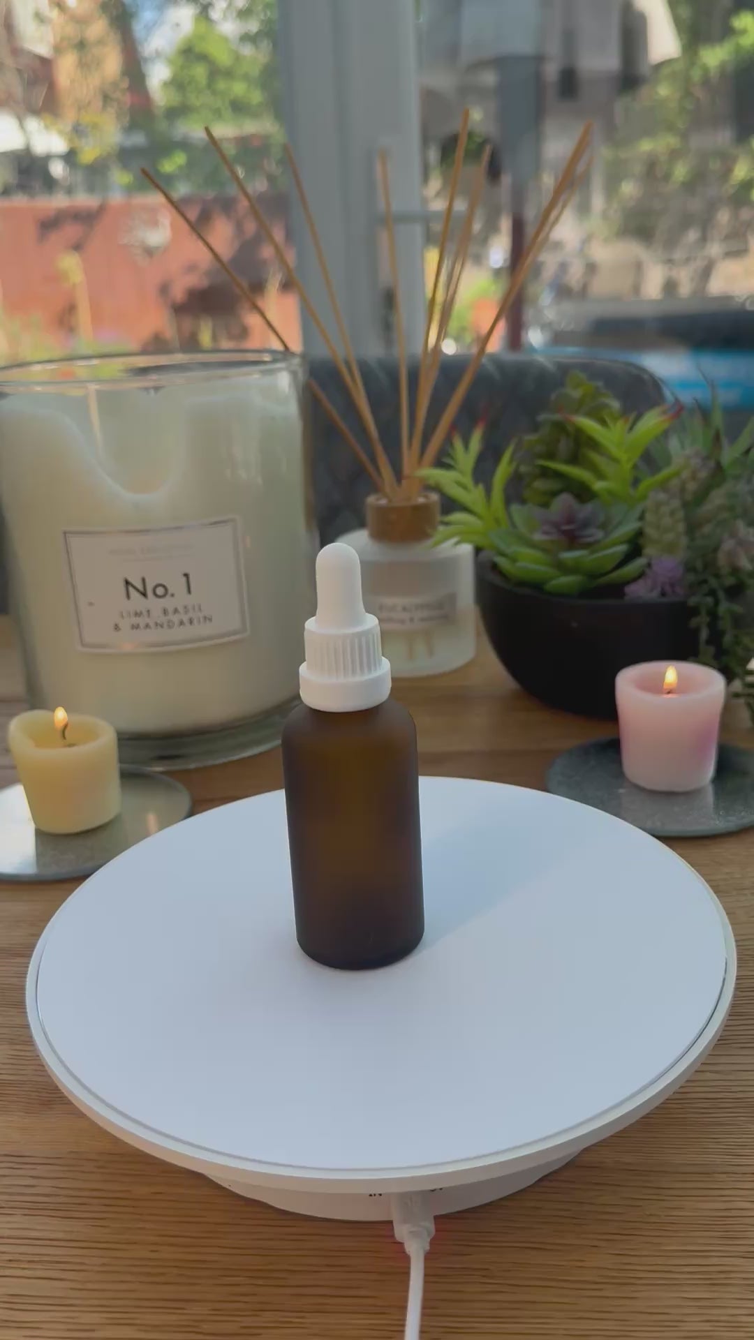 50ml Frosted Amber Bottle with White T/E Dropper assembly on bottle