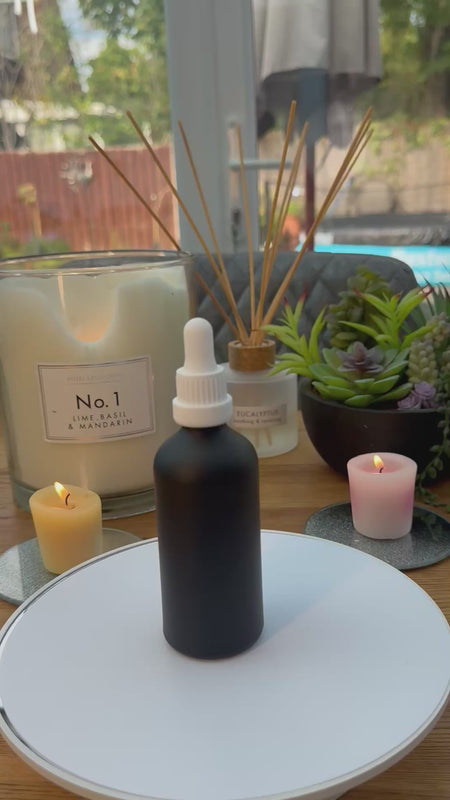 100ml matte black glass Bottle with White Tamper evident dropper assembly