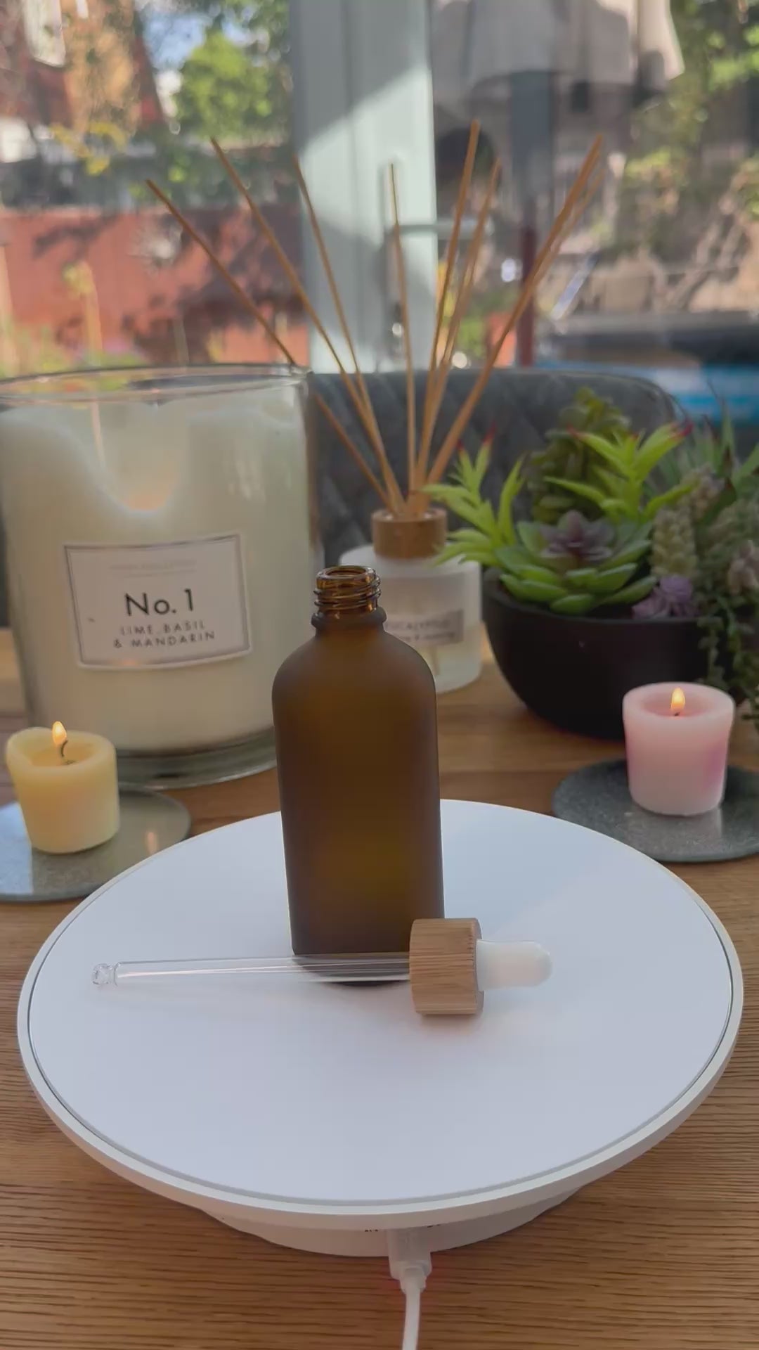 100ml Frosted Amber Glass dropper bottle with Bamboo cap white bulb dropper pipette