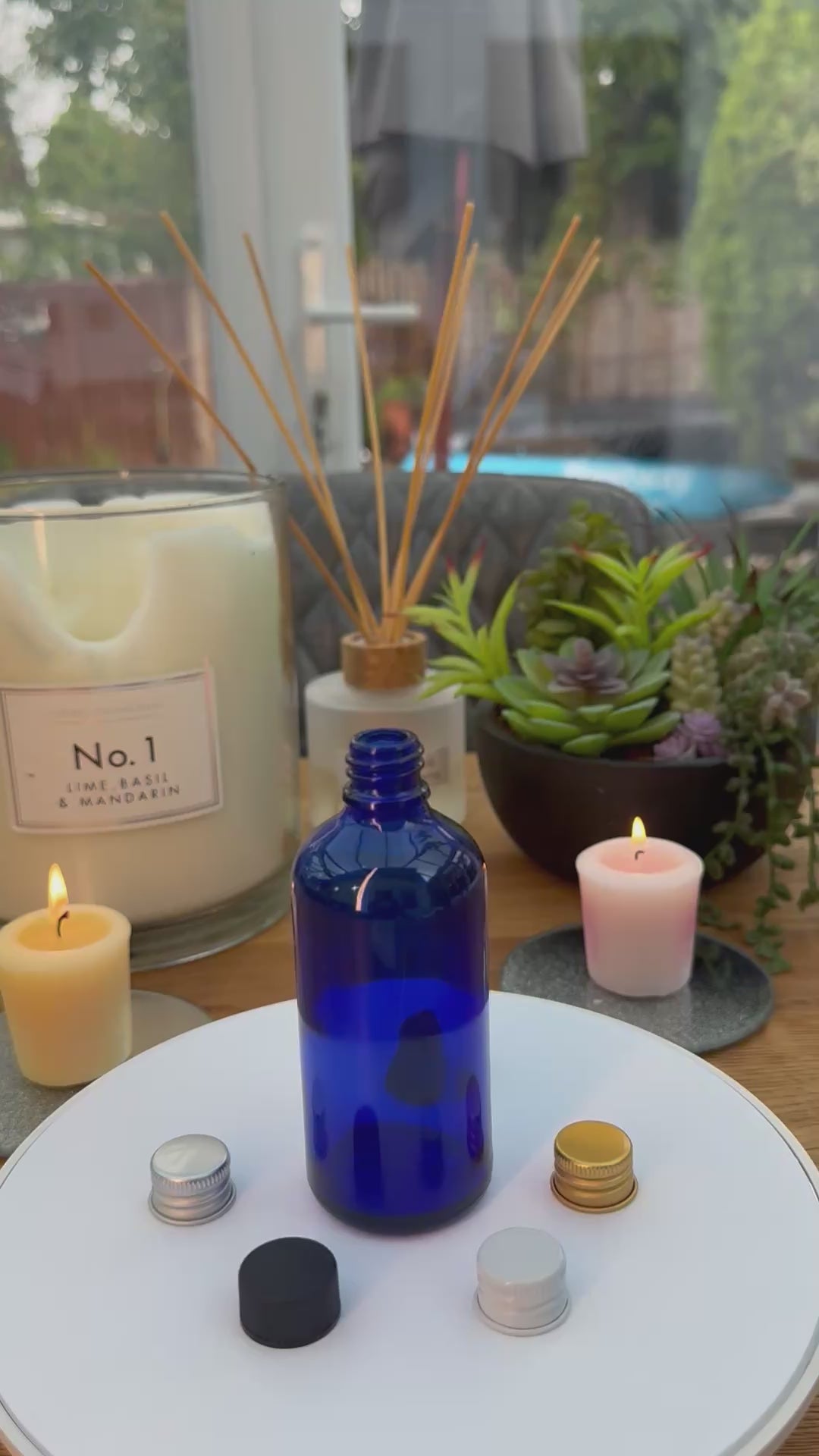 100ml Blue glass dropper bottle with  aluminium Din18 Wadded cap choices.