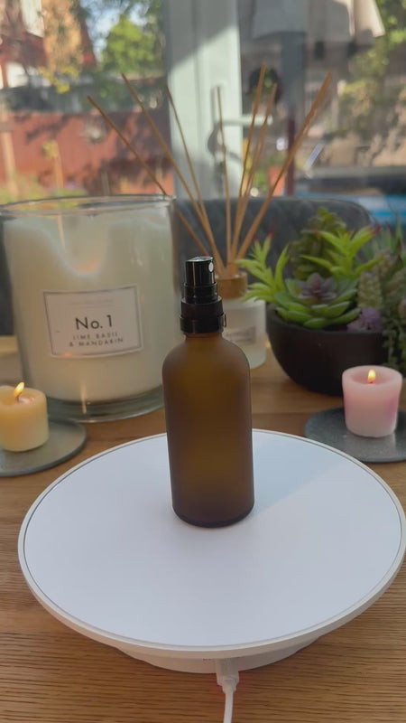 100ml Frosted Amber Glass dropper bottle with Tamper Evident T/E Black atomiser sprayer