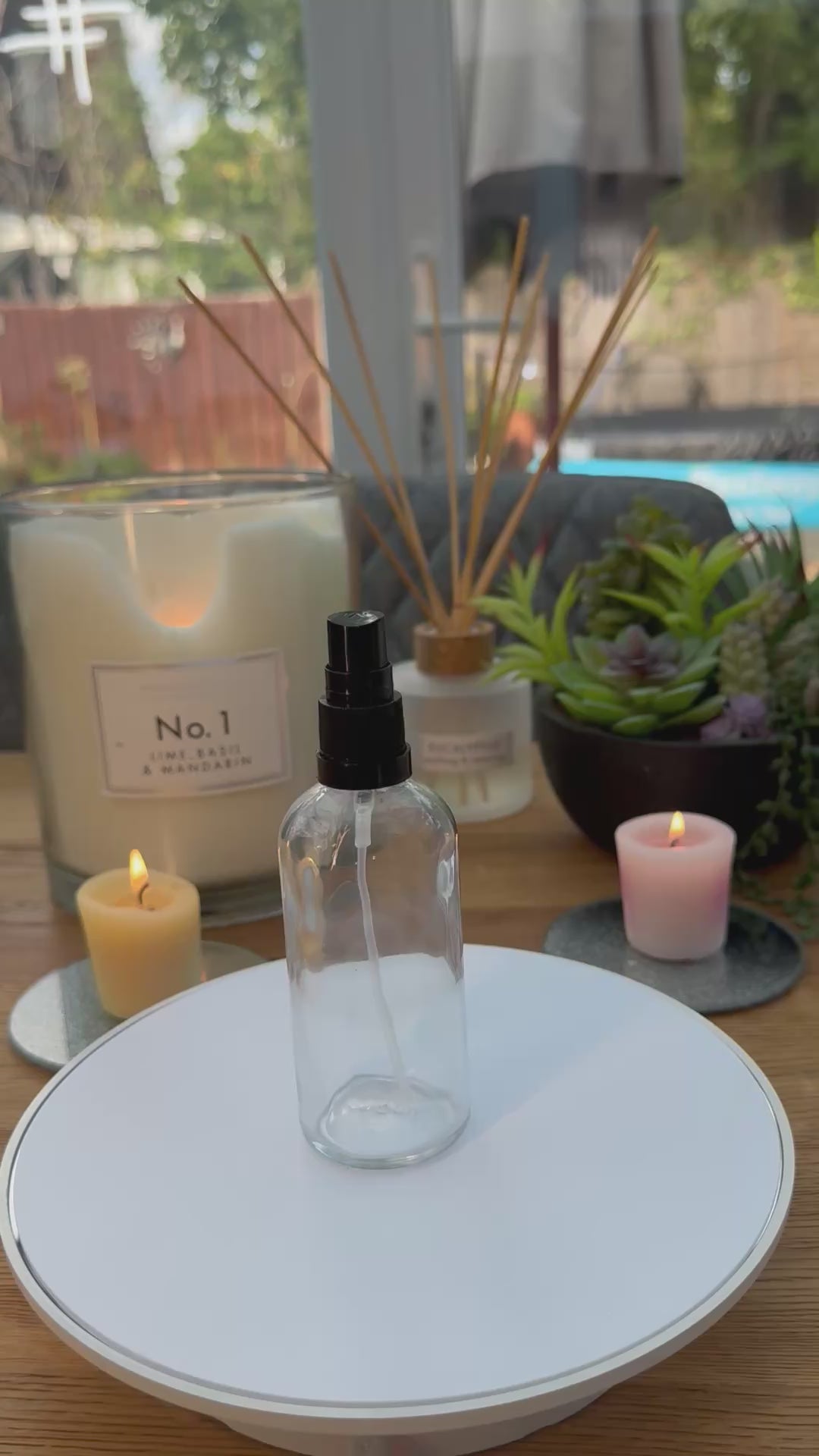 100ml Clear glass Bottle with Black Tamper evident Atomiser on bottle