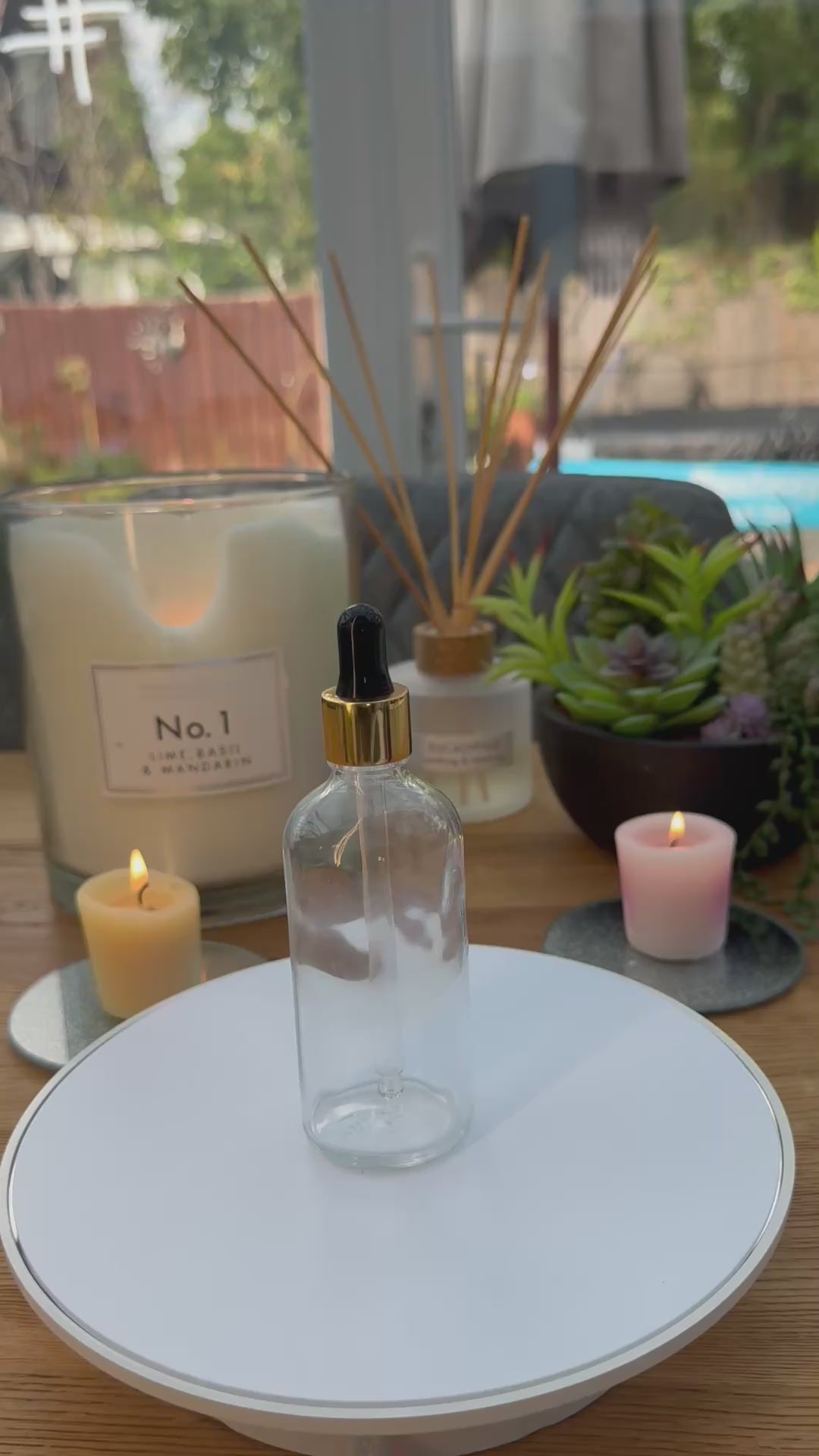 100ml Clear glass Bottle with Gold and  Black dropper assembly