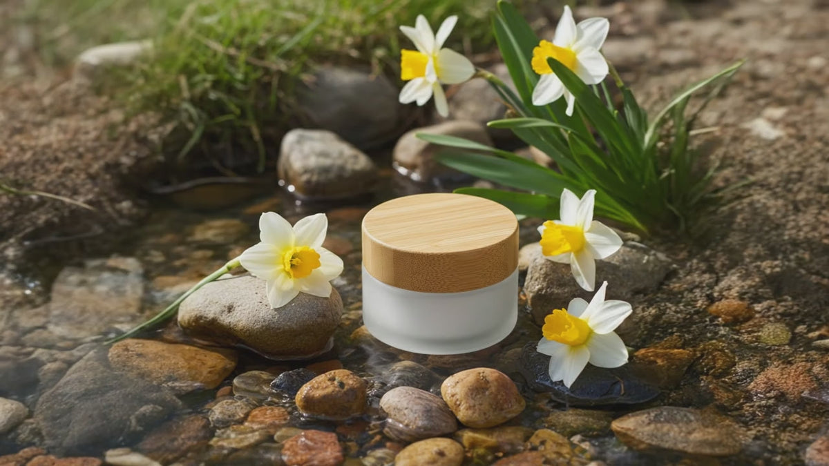 Bamboo Jar on stream spring setting
