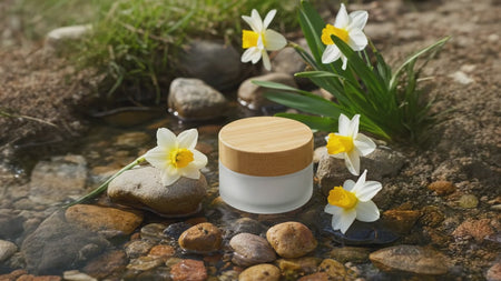 Bamboo Jar on stream spring setting
