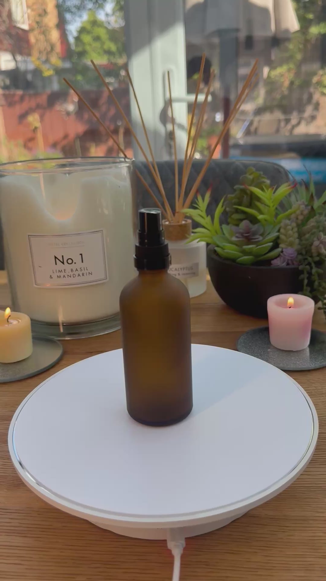 100ml Frosted Amber Glass dropper bottle with Tamper Evident T/E Black atomiser sprayer