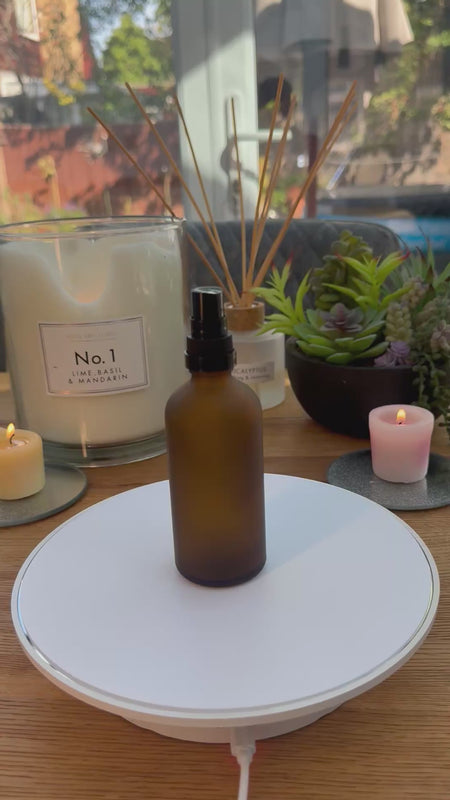 100ml Frosted Amber Glass dropper bottle with Tamper Evident T/E Black atomiser sprayer