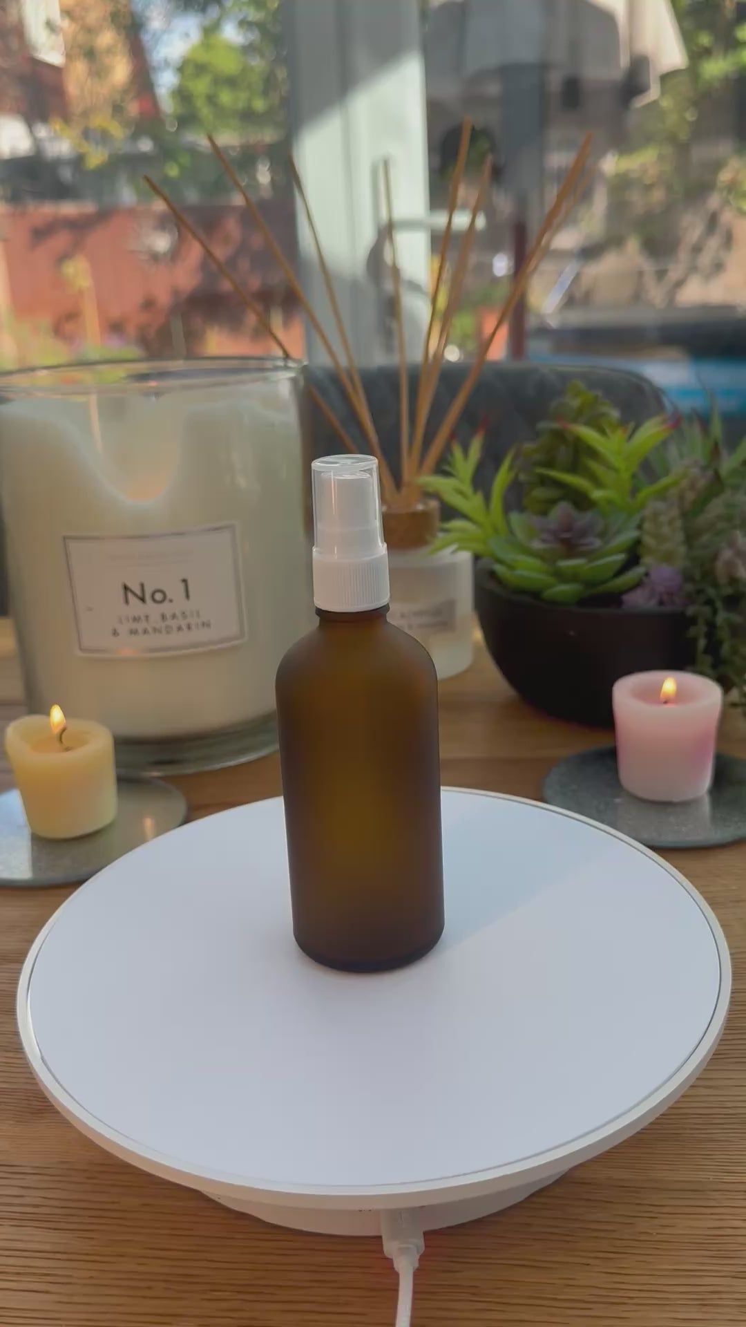 100ml Frosted Amber Glass dropper bottle with Tamper Evident White atomiser sprayer