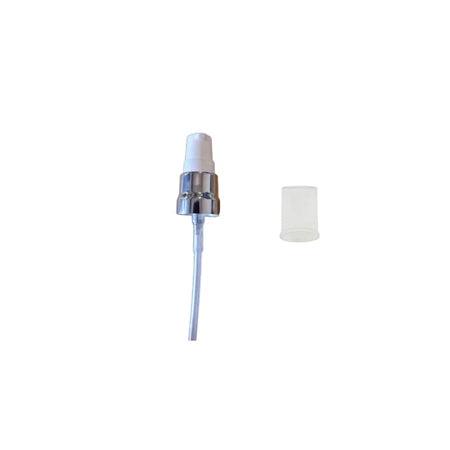 White Lotion Pump with Silver Collar and Clear Over Cap
