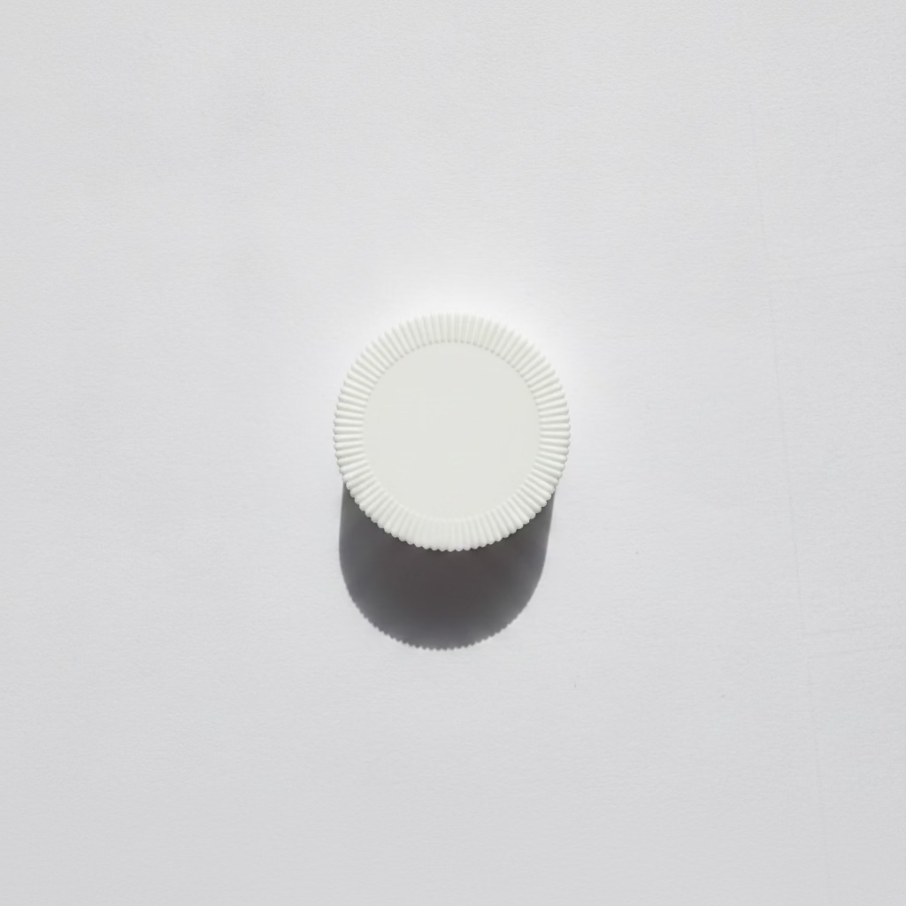 White PP Plastic Wadded Ribbed Cap 28mm (Polypropylene)