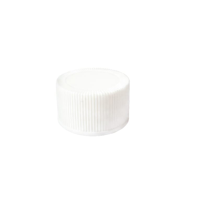 White PP Plastic Wadded Ribbed Cap 28mm (Polypropylene)
