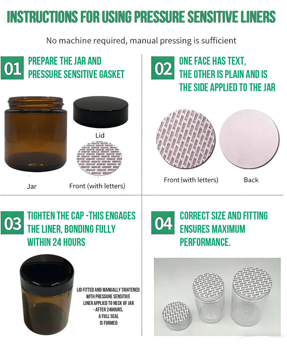 White Pressure Sensitive Liner For 50ml Glass Jar (51mm)